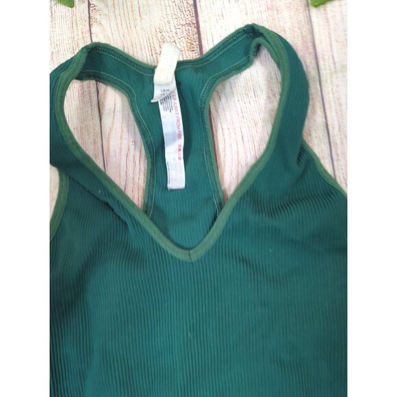 Free People Free Throw Ribbed Racer Back Tank Top Size Cropped V-Neck MED - Picture 3 of 5